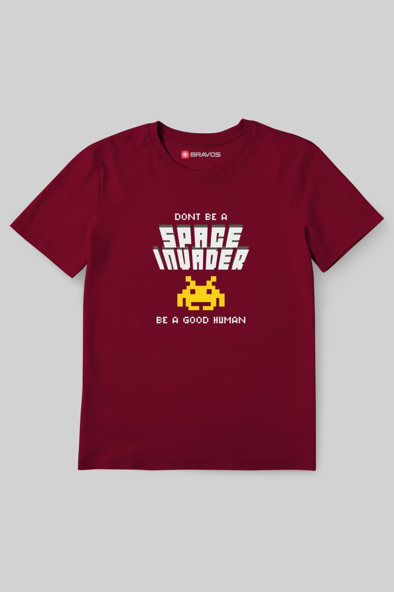 BT-113-Bordo Space Invaders Tişörtü