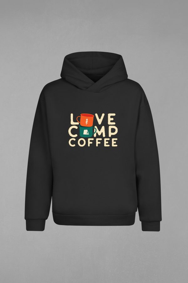 CH-035-Siyah Love Camp Coffee Kapşonlu Sweatshirt