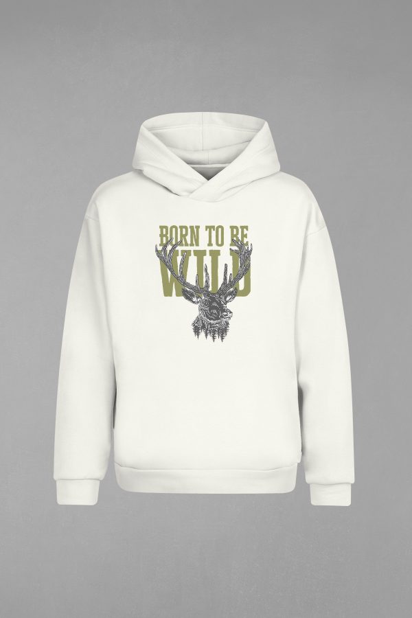 CH-036-Ekru Born to be Wild Kapşonlu Sweatshirt